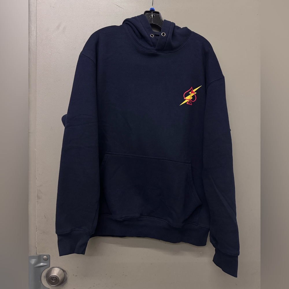 PINS & ACES NAVY BLUE HIGH VOLTAGE HOODIE SIZE XL